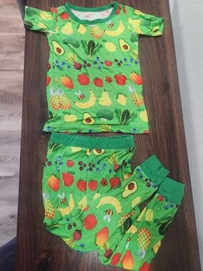 Little Sleepies Bright Green Fruit Print Pajama Set